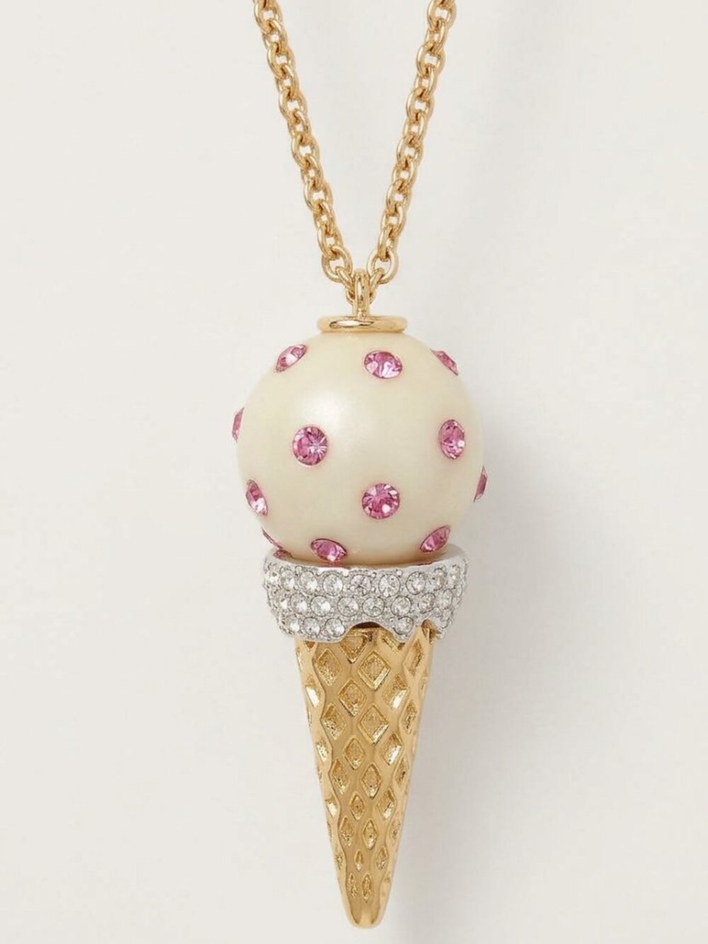 Kate Spade Carnival Nights Ice Cream Cone Necklace Gold & White